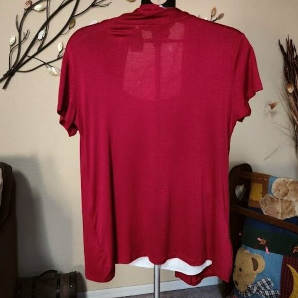 NWT Lavish red twinset (lace front with attached open front cardigan) sz XL - Picture 2 of 3